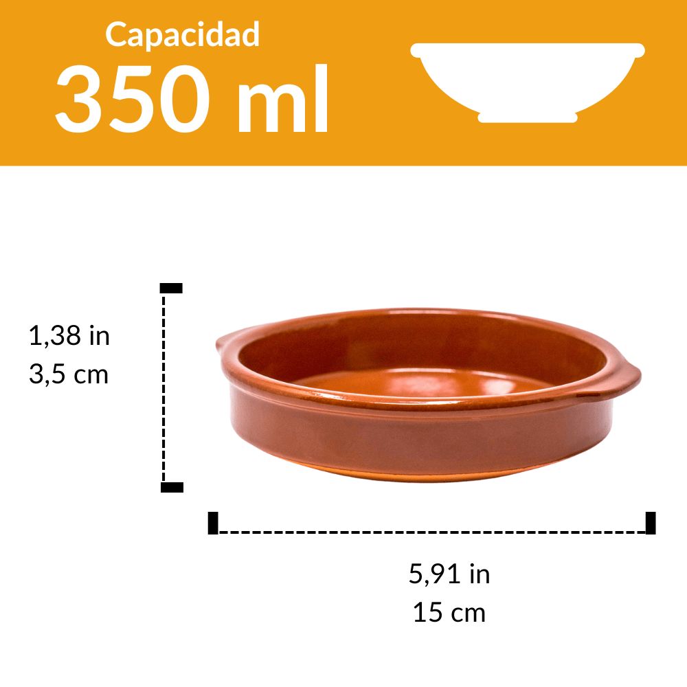 Cazuela de barro 15 cm | Terracota artesanal para guisos y tapas