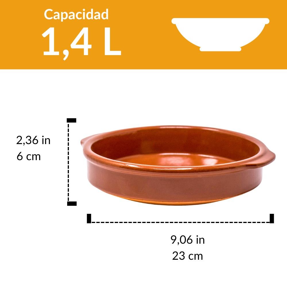Cazuela de barro 23 cm | Cerámica artesanal para guisos y platos familiares