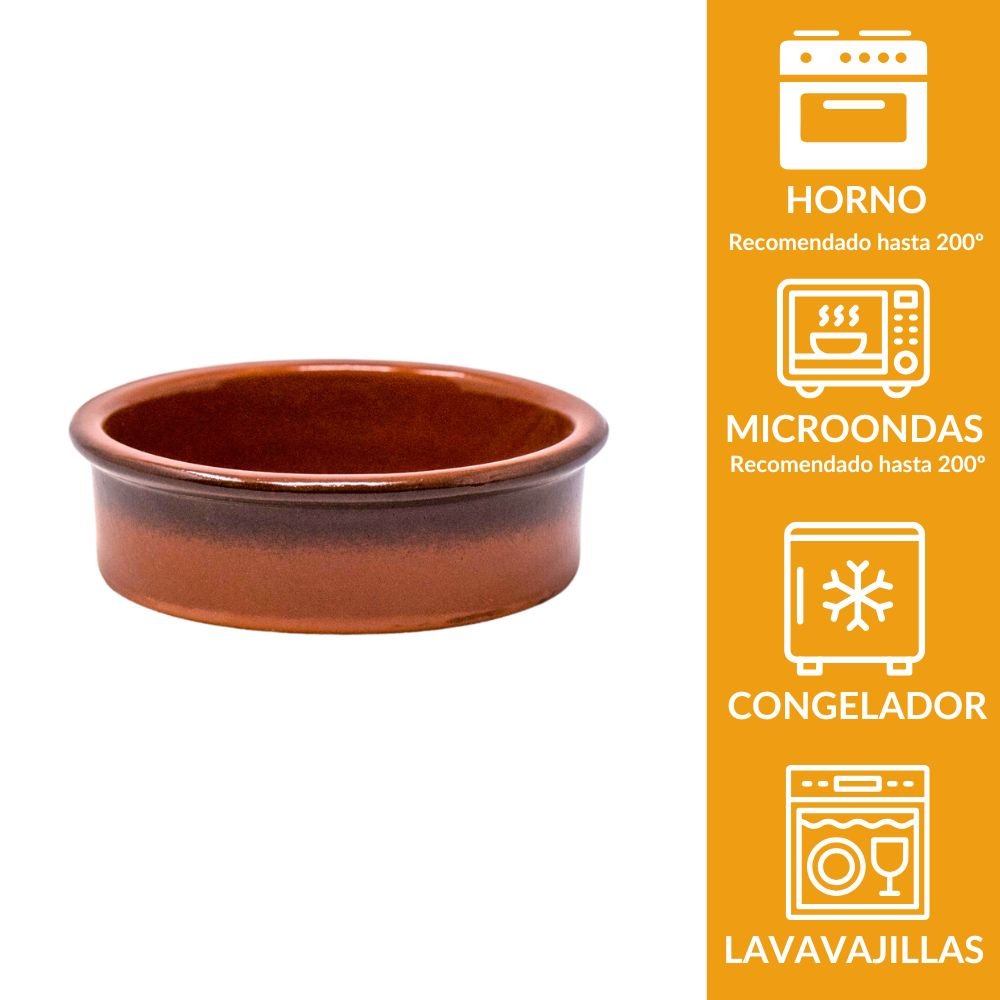 Cazuela de barro (borde negro) 8,9 cm | Terracota artesanal para tapas 100 ml