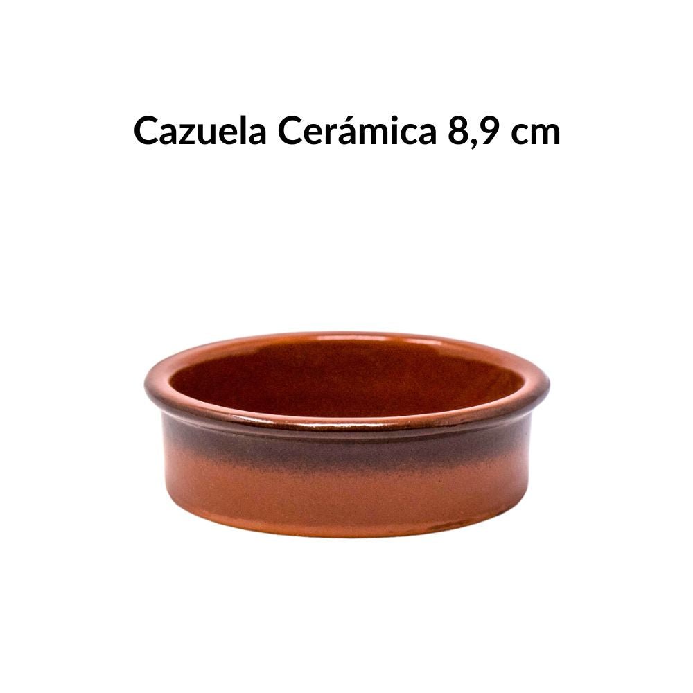 Cazuela de barro (borde negro) 8,9 cm | Terracota artesanal para tapas 100 ml