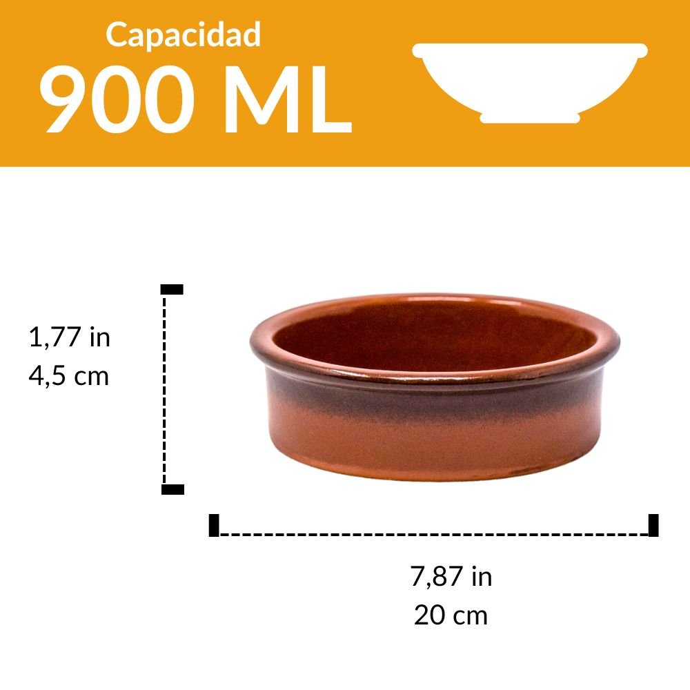 Cazuela de Barro (borde negro) de 20 cm
