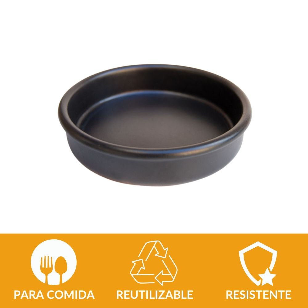 Cazuela de barro negro 12 cm | Terracota artesanal para crema catalana 220 ml