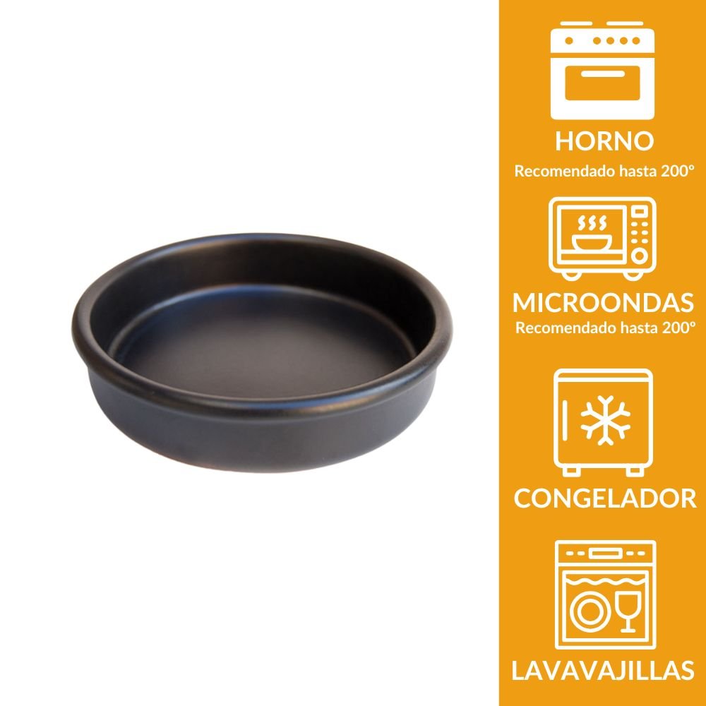 Cazuela de barro negro 12 cm | Terracota artesanal para crema catalana 220 ml