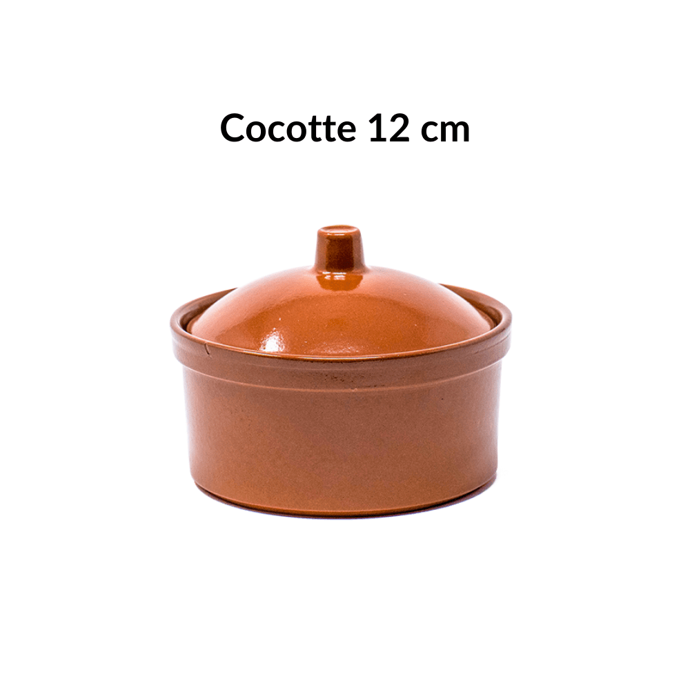 Cocotte de barro con tapa 12 cm | Terracota artesanal 350 ml