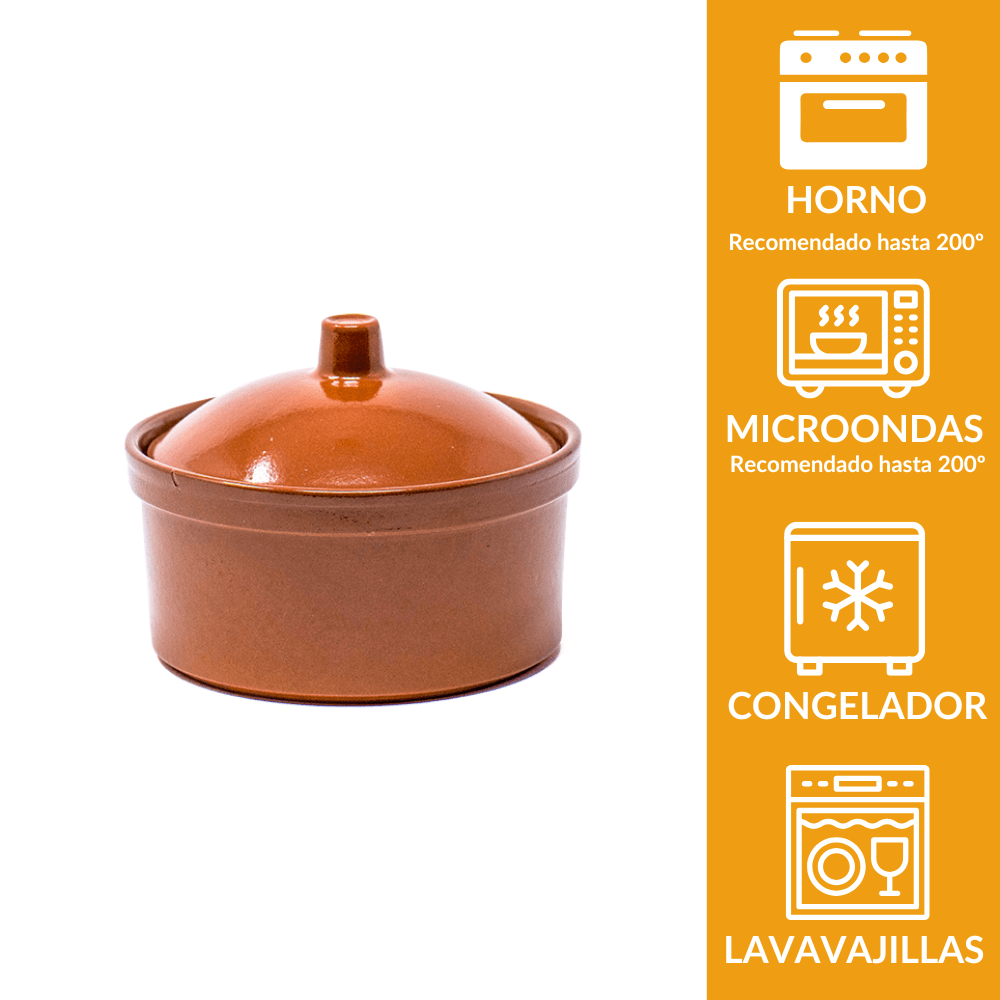 Cocotte de barro con tapa 12 cm | Terracota artesanal 350 ml