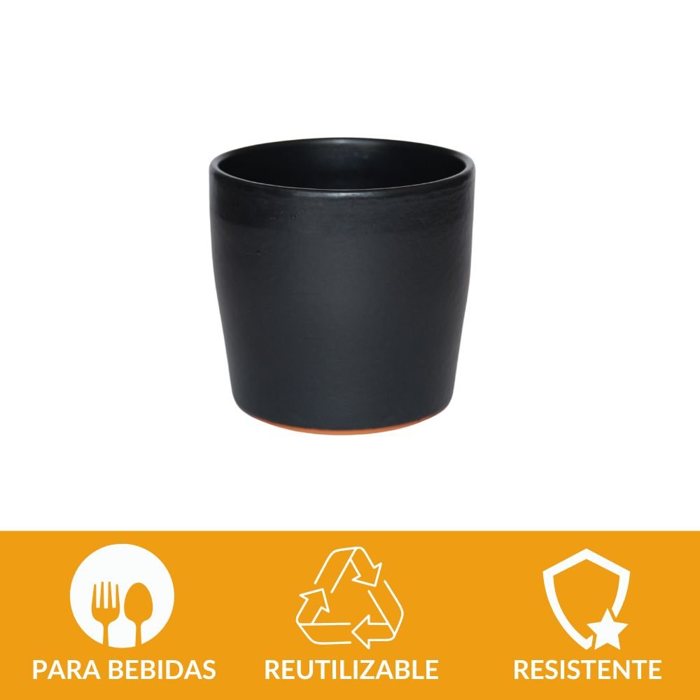 Vaso de barro 7,9 cm - color negro | Ceramica artesanal para infusiones