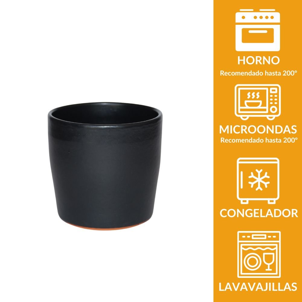 Vaso de barro 7,9 cm - color negro | Ceramica artesanal para infusiones