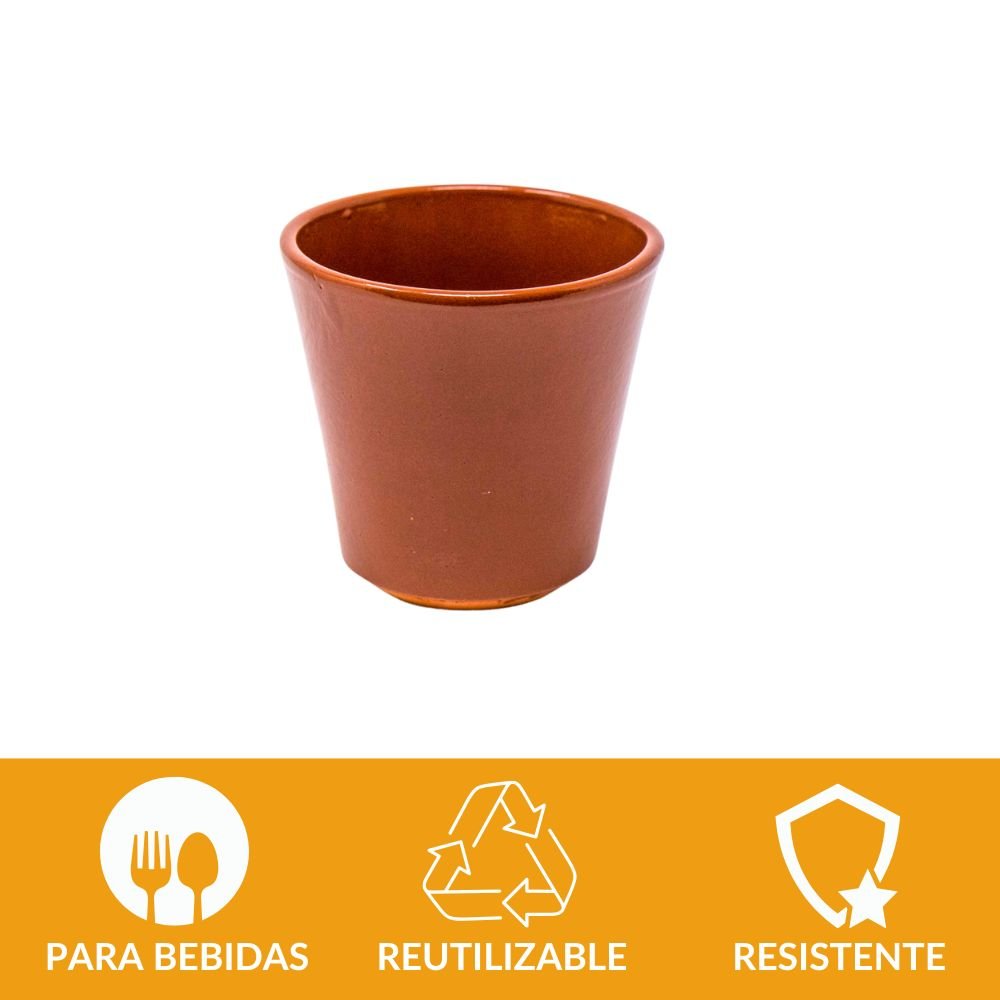 Vaso de barro marrón 8,7 cm | Terracota artesanal para bebidas (200 ml)