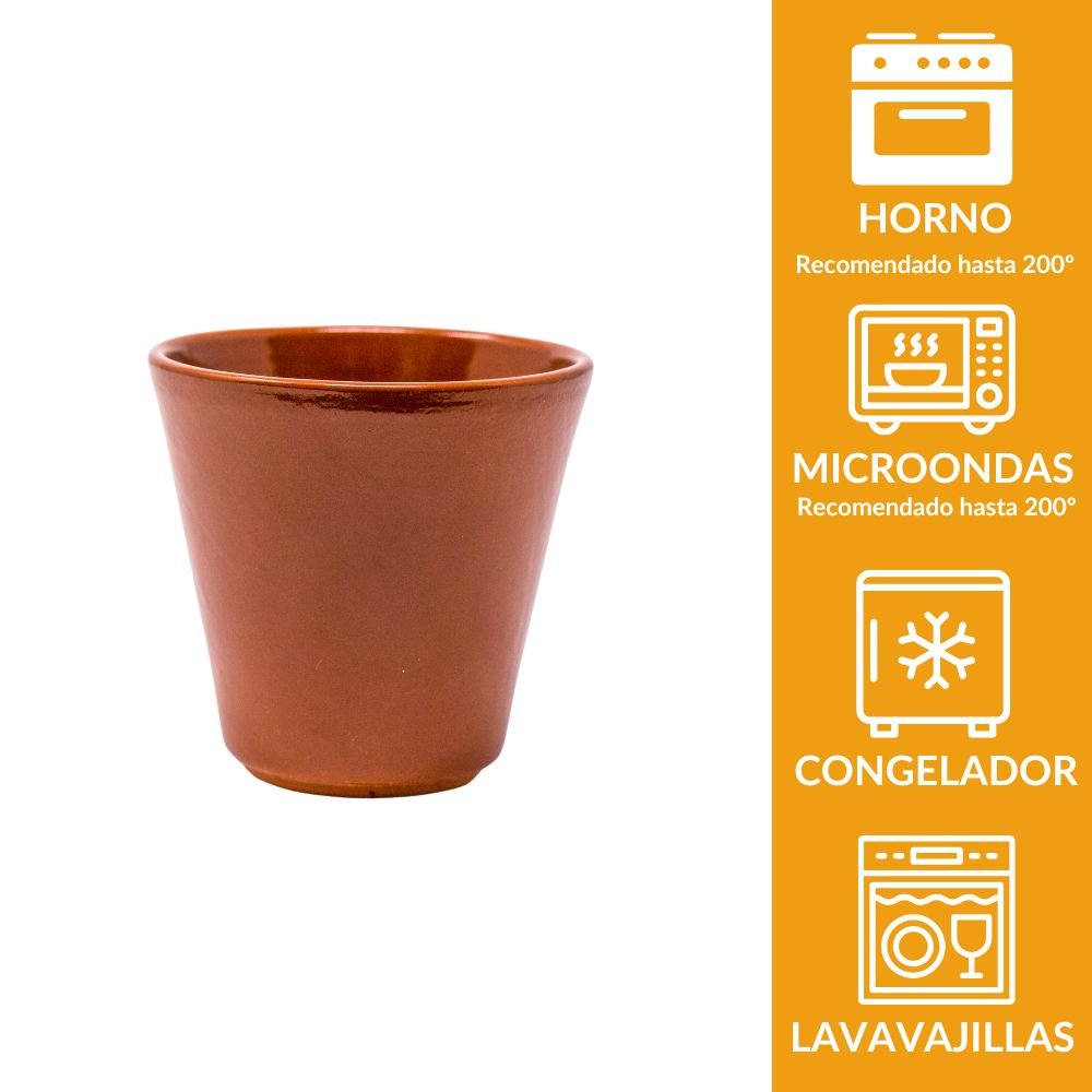 Vaso de barro marrón 9 cm | Terracota artesanal para bebidas (380 ml)