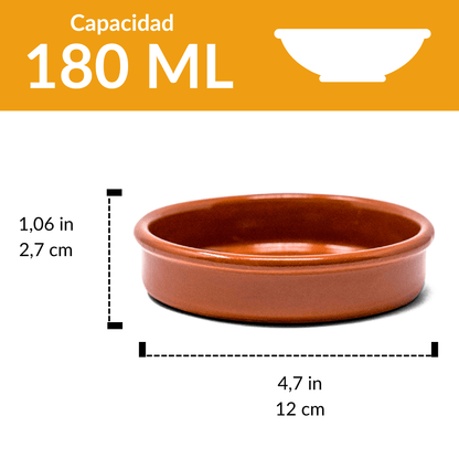 Cazuela de Barro de  12 cm - 12 uds (Para Crema Catalana, postres y tapas)