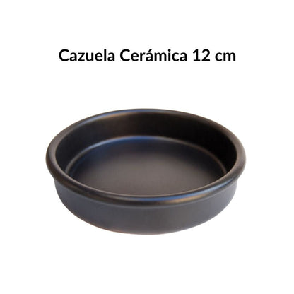Cazuela de barro negro 12 cm | Terracota artesanal para crema catalana 220 ml