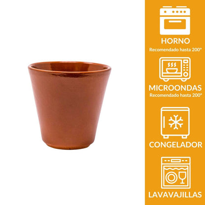 Vaso de barro marrón 9 cm | Terracota artesanal para bebidas (380 ml)